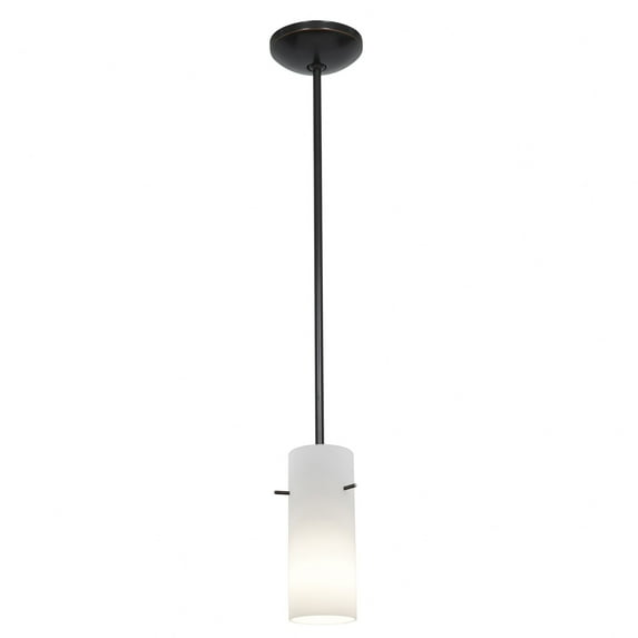 Access Lighting Cylinder Bronze Rod Pendant with Opal Shade
