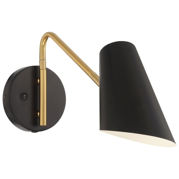Eames 1 - Light Black And Antique Brushed Brass Black Contemporary - LED Steel Wall Sconce