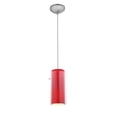thumbnail image 1 of 28033-1C-BS/CLRD Access Lighting Sydney-One Light Cylinder Pendant (Cord Hung)-4.75 Inches Wide by 14 Inches Tall-Brushed Steel Finish-Clear/Red Glass, 1 of 2