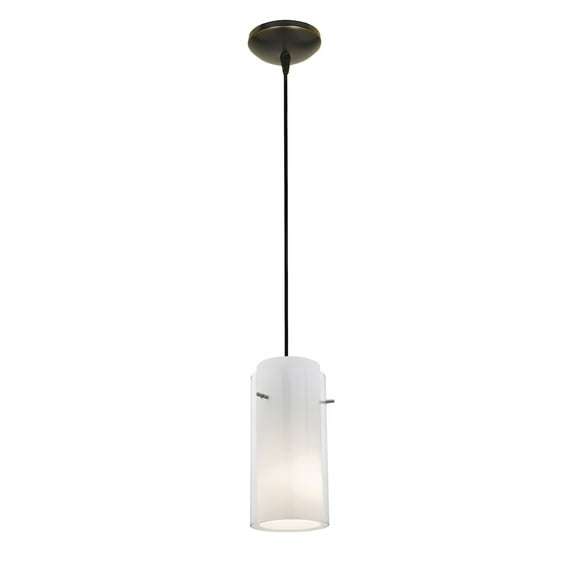 28033-1C-ORB/CLOP Access Lighting Sydney-One Light Cylinder Pendant (Cord Hung)-4.75 Inches Wide by 14 Inches Tall-Oil Rubbed Bronze Finish-Clear/Opal