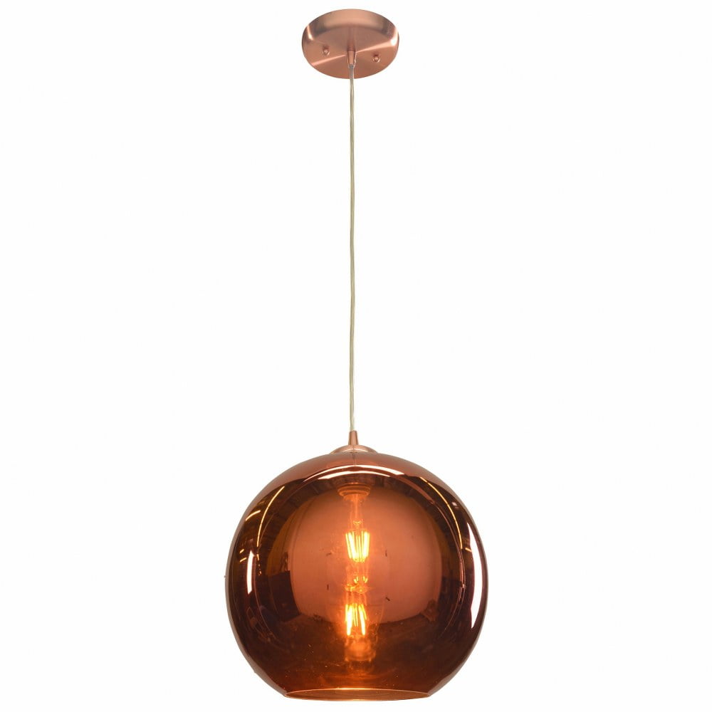 12" Copper Glass Globe LED Pendant Light