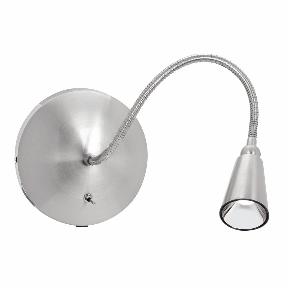 Brushed Steel LED Gooseneck Wall Sconce with Plug-In Option