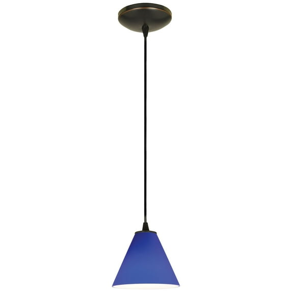 28004-1C-ORB/COB Access Lighting Martini-One Light Glass Pendant with Cord-7.25 Inches Wide by 6 Inches Tall-Oil Rubbed Bronze Finish-Cobalt Glass