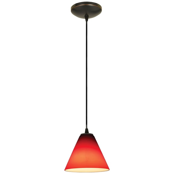 28004-1C-ORB/RED Access Lighting Martini-One Light Glass Pendant with Cord-7.25 Inches Wide by 6 Inches Tall-Oil Rubbed Bronze Finish-Red Glass Color