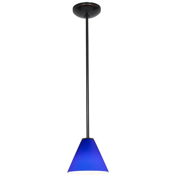 28004-1R-ORB/COB Access Lighting Martini-One Light Glass Pendant with Rod-7.25 Inches Wide by 6 Inches Tall-Oil Rubbed Bronze Finish-Cobalt Glass