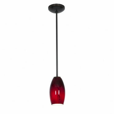 28011-1R-ORB/RUSKY-Access Lighting-Merlot-One Light Glass Pendant with Rod-3.5 Inches Wide by 8 Inches Tall-Oil Rubbed Bronze Finish
