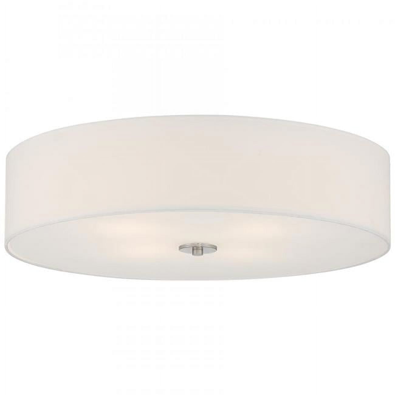 Sleek Brushed Steel LED Drum Flush Mount Ceiling Light