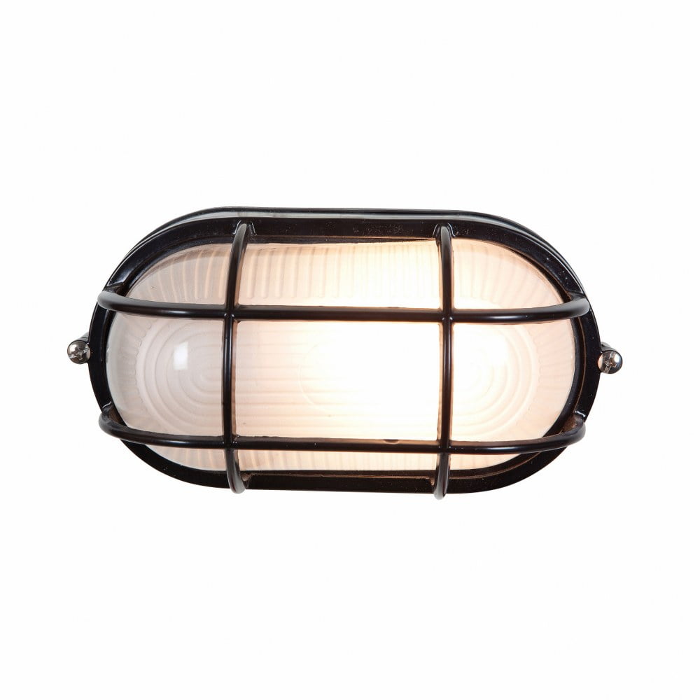 Nauticus Black Frosted Glass Outdoor Wall Light