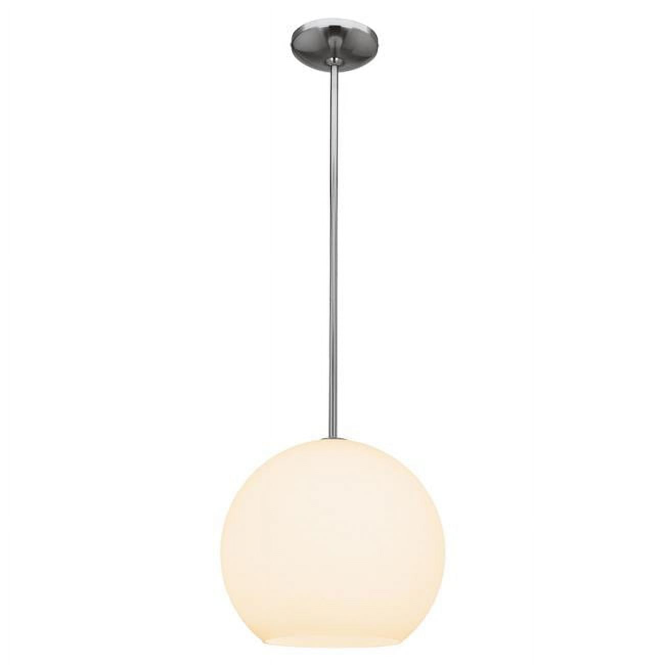Contemporary Nitrogen Brushed Steel Globe Pendant, 11.5" LED