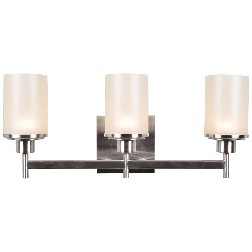 Perch Collection 3-Light Brushed Steel Dimmable Vanity Cylinder