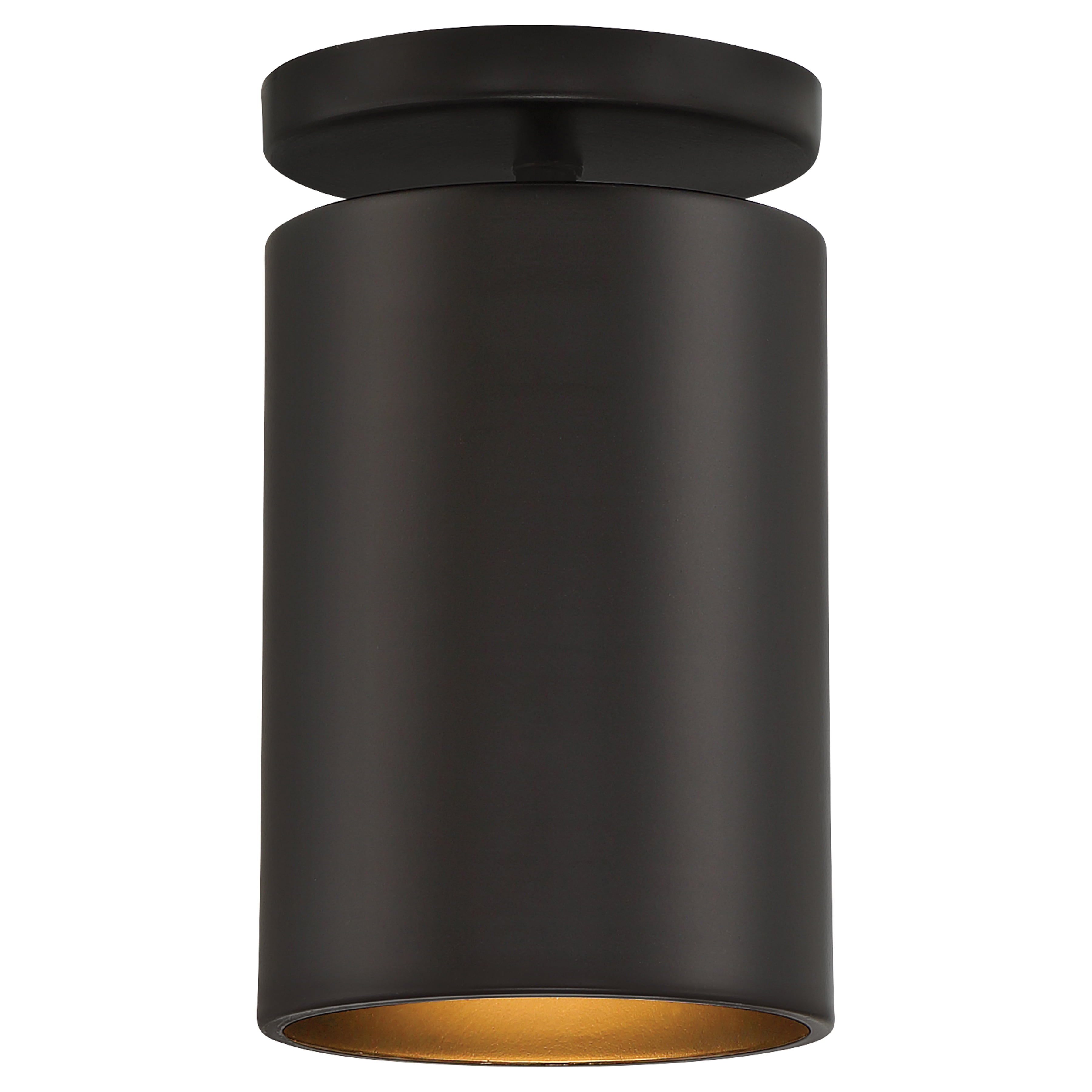 Transitional Matte Black Glass Jar LED Outdoor Flush Mount, 7.75" H