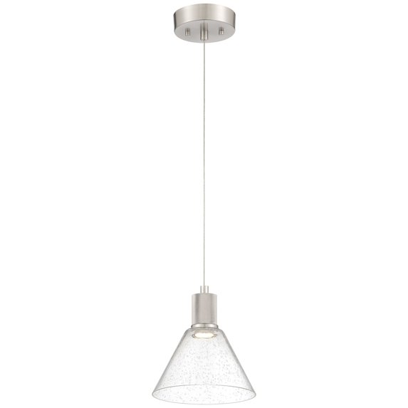 63140LEDD-BS/SDG Access Lighting Port Nine - 9W 1 LED Pendant In Transitional Style-8.5 Inches Tall and 8 Inches Wide-Brushed Steel Finish-Seeded