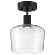 63147LEDD-MBL/SDG Access Lighting Port Nine - 9W 1 LED Semi-Flush Mount In Transitional Style-11.75 Inches Tall and 9 Inches Wide-Matte Black