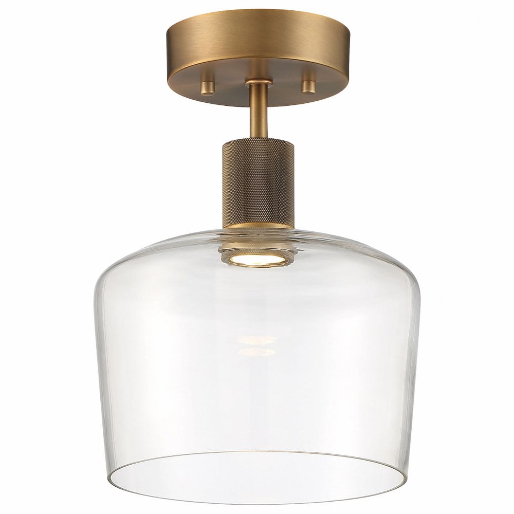 Transitional Antique Brushed Brass LED Globe Light Fixture