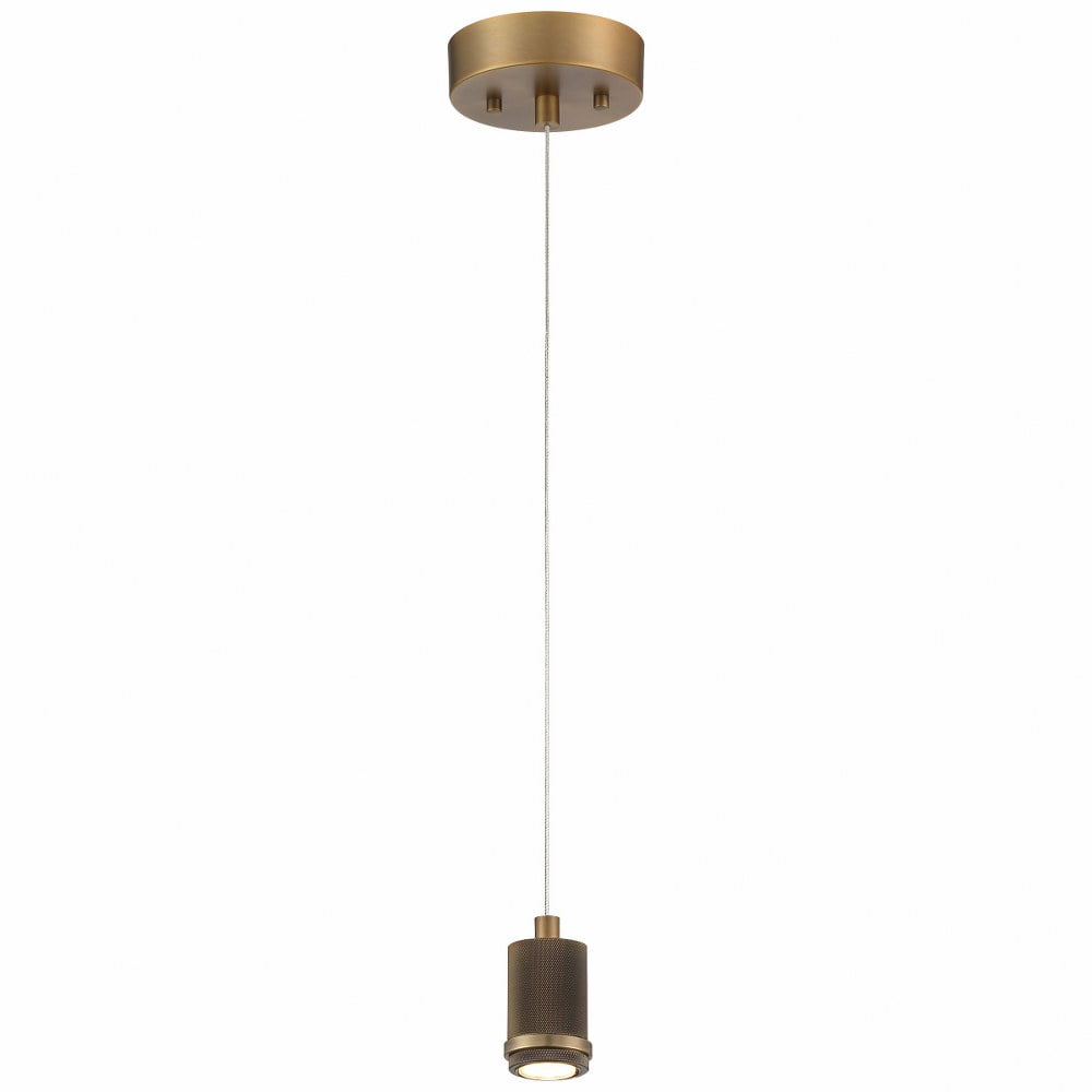 Antique Brushed Brass LED Pendant with Glass Shade