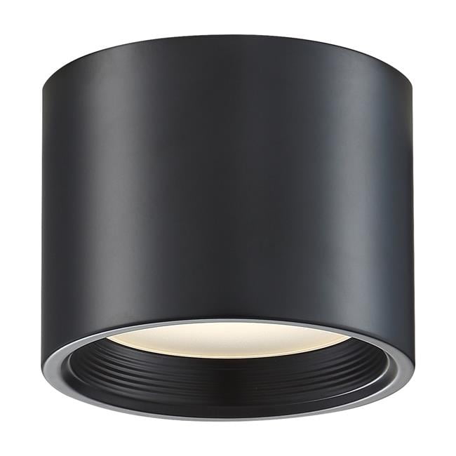 Black Aluminum LED Drum Flush Mount Light