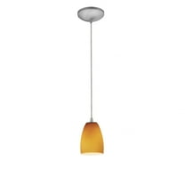 28069-1C-BS/AMB-Access Lighting-Sydney-One Light Cone Pendant (Cord Hung)-4.5 Inches Wide by 10 Inches Tall-Brushed Steel Finish-Amber Glass Color