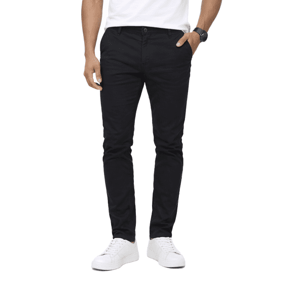 Access Men's Basic Casual Uniform Comfort Stretch Chino Pants (Black, 34x32)