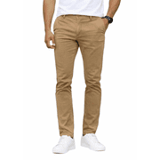 Access Mens Basic Casual Uniform Comfort Stretch Chino Pants Dark Khaki, 30x32