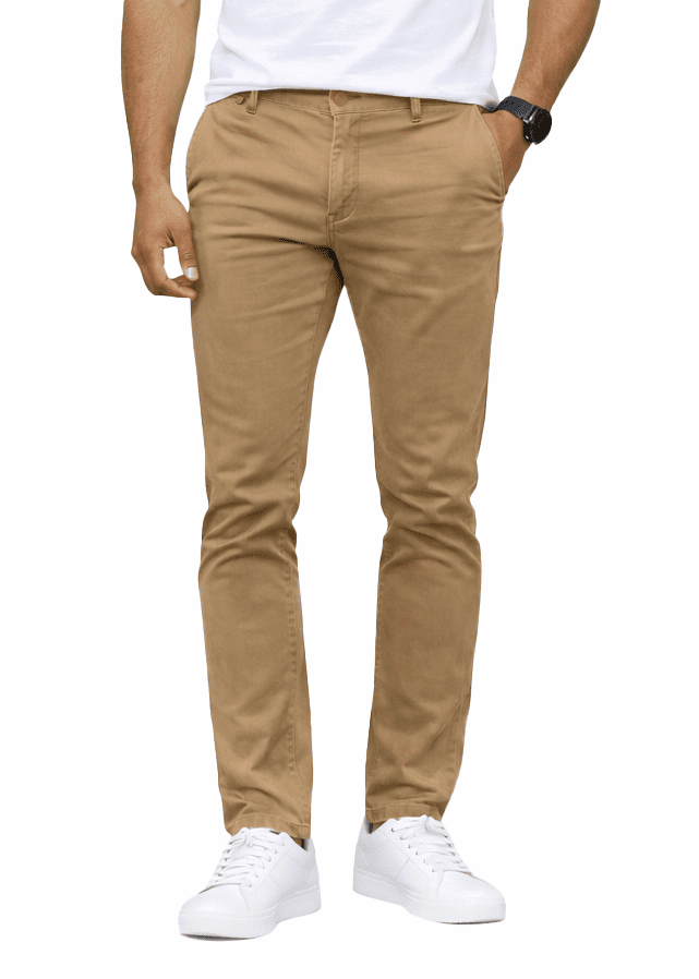 Access Men's Basic Casual Uniform Comfort Stretch Chino Pants (Dark ...