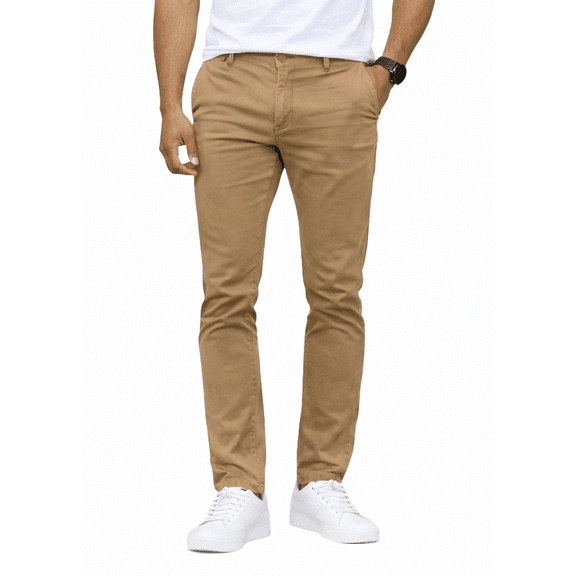 Access Men's Basic Casual Uniform Comfort Stretch Chino Pants (Dark Khaki, 38x34)