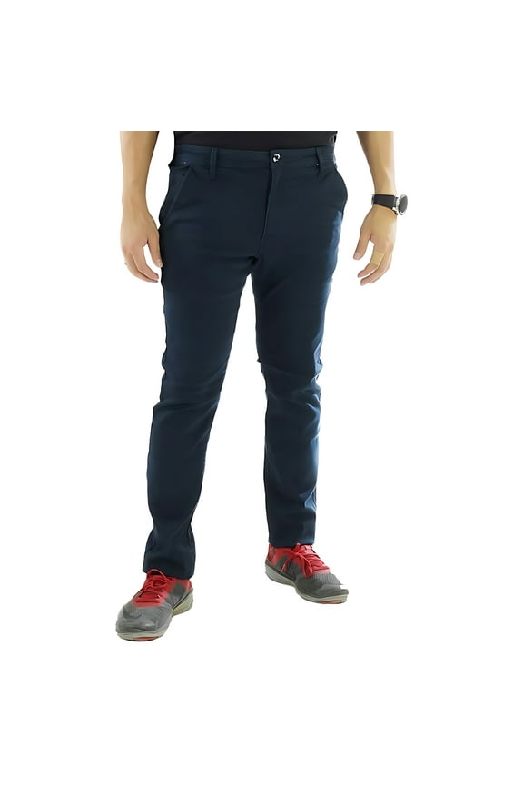 Men's Basic Casual Uniform Comfort Stretch Chino Pants (Navy, 34x32)