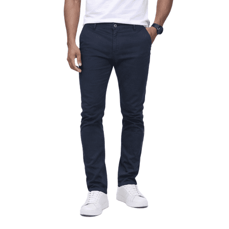 Access Men's Basic Casual Uniform Comfort Stretch Chino Pants (Navy, 34x34)