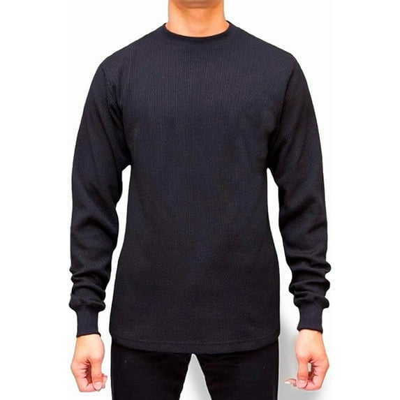 Access Men's Heavyweight Long Sleeve Thermal Crew Neck Top (Black, Medium)