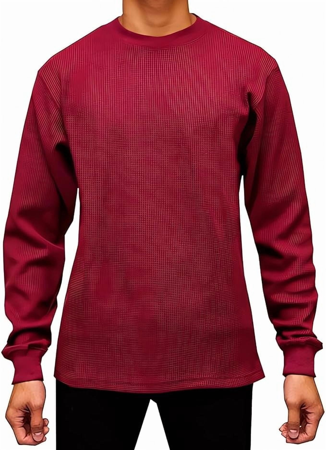 Access Men's Heavyweight Long Sleeve Thermal Crew Neck Top (Burgundy ...