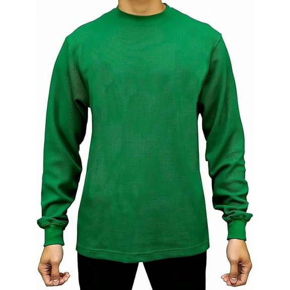 Access Men's Heavyweight Long Sleeve Thermal Crew Neck Top (K Green, X-Large)