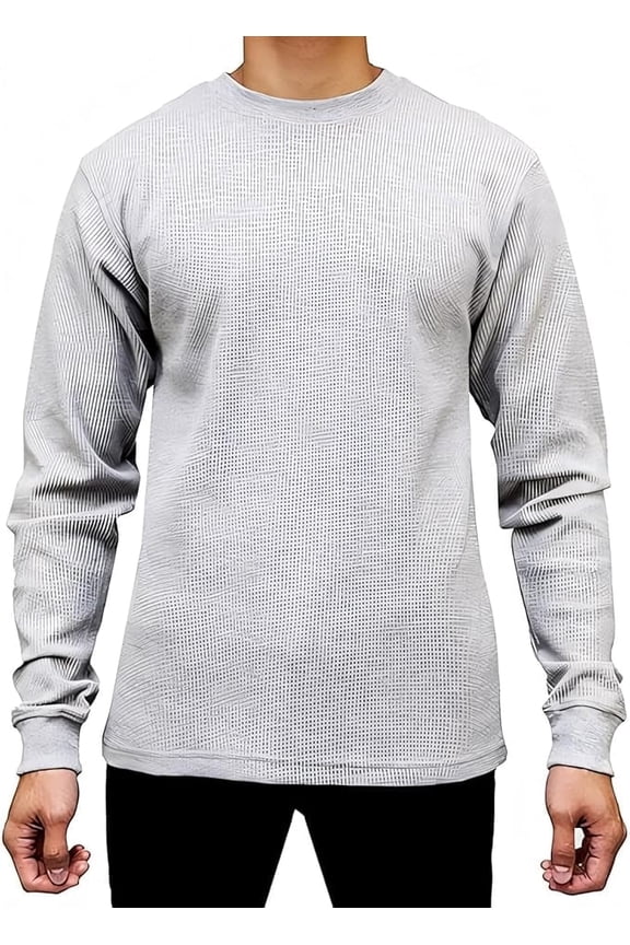 Men's Heavyweight Long Sleeve Thermal Crew Neck Top (LT Gray, 2X-Large)
