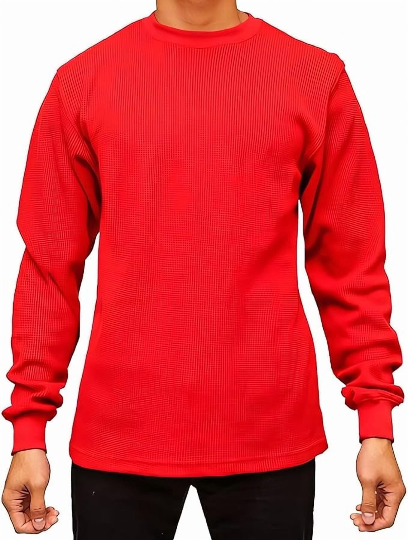 Access Men's Heavyweight Long Sleeve Thermal Crew Neck Top (Red, Medium ...