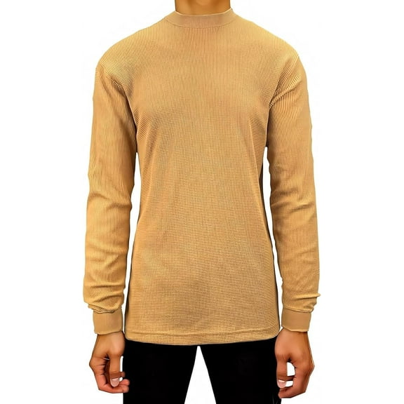 Access Men's Heavyweight Long Sleeve Thermal Crew Neck Top (Wheat, X-Large)