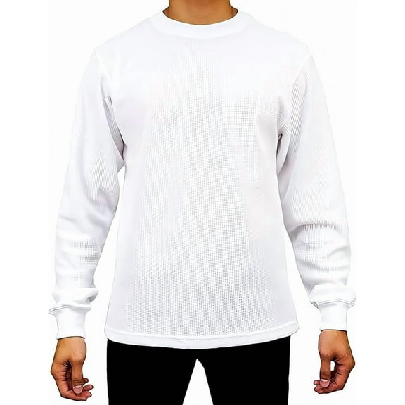 Access Men's Heavyweight Long Sleeve Thermal Crew Neck Top (White, X-Large)