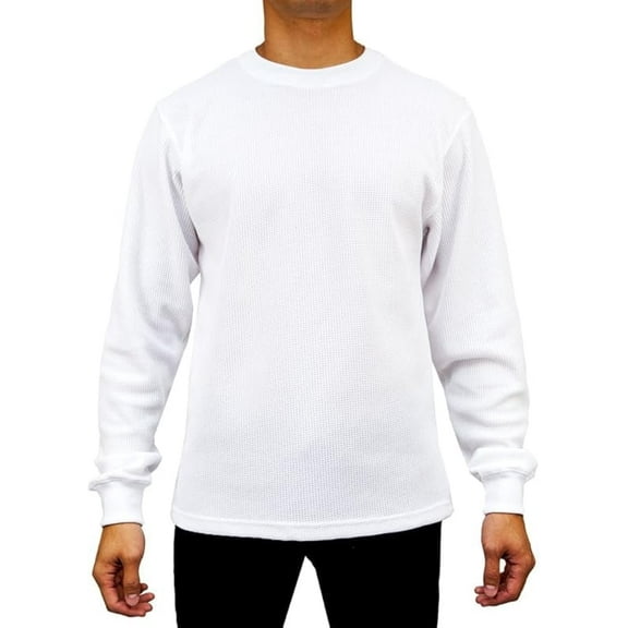 Access Men's Heavyweight Long Sleeve Thermal Crew Neck Top (White, Large)