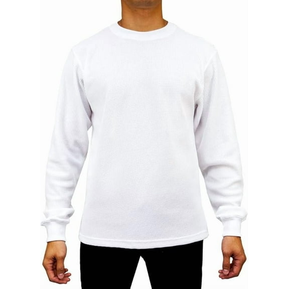 Access Men's Heavyweight Long Sleeve Thermal Crew Neck Top (White, 2X-Large)