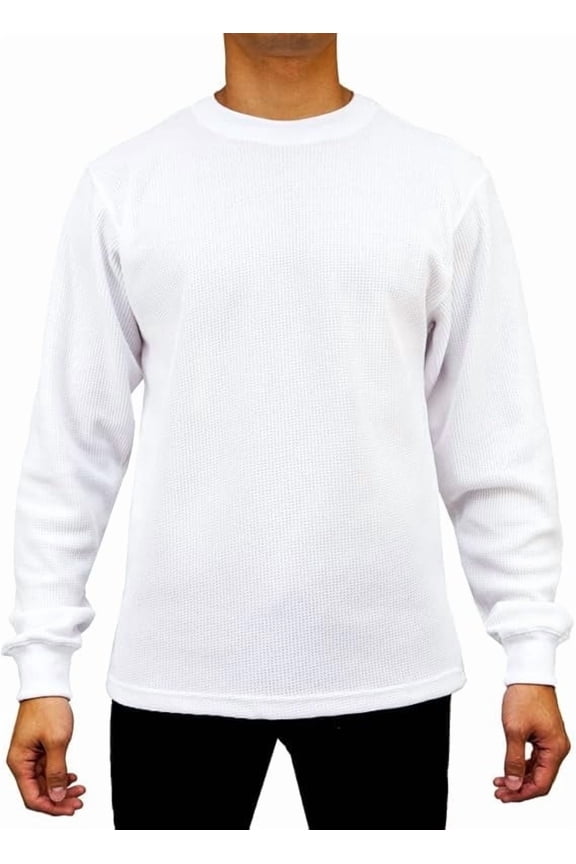 Men's Heavyweight Long Sleeve Thermal Crew Neck Top (White, 2X-Large)
