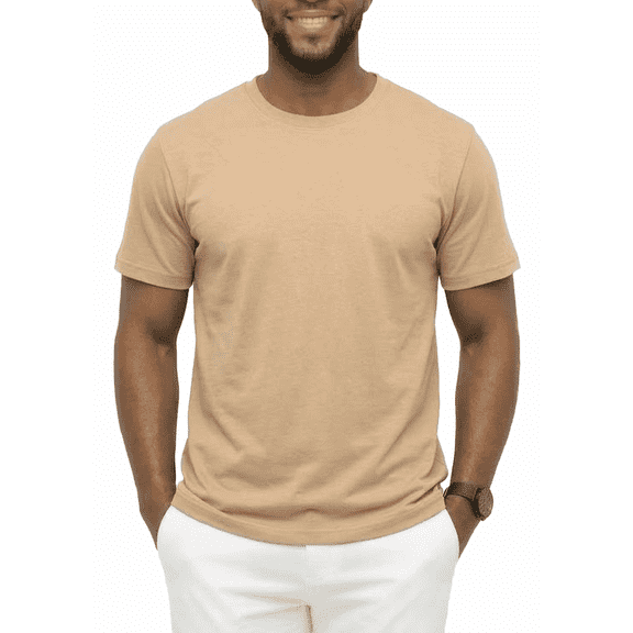Access Men's Heavyweight Short Sleeve Cotton Crew Neck T-Shirt (Pack of 3) (Khaki, 4X-Large) AT35