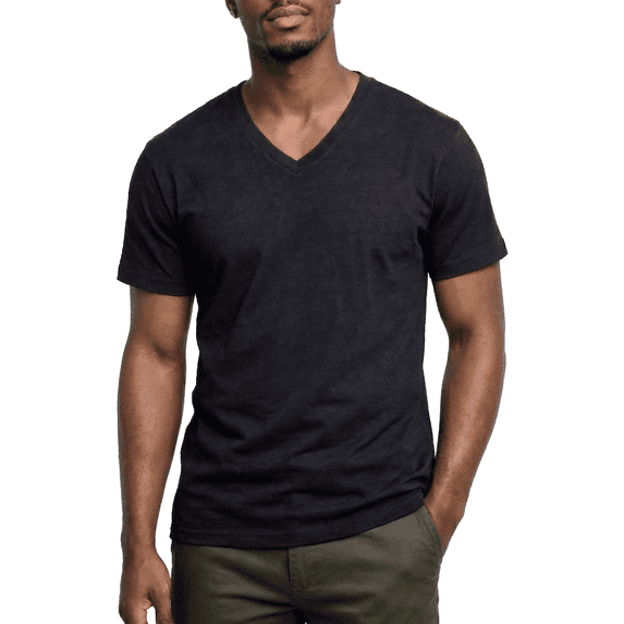 Access Men's Heavyweight Short Sleeve Cotton V-Neck T-Shirt (Pack of 3) (Black, Small) AT37