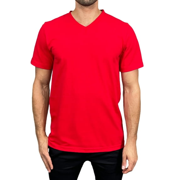 Access Men's Heavyweight Short Sleeve Cotton V-Neck T-Shirt (Pack of 3) (Red, Small) AT37