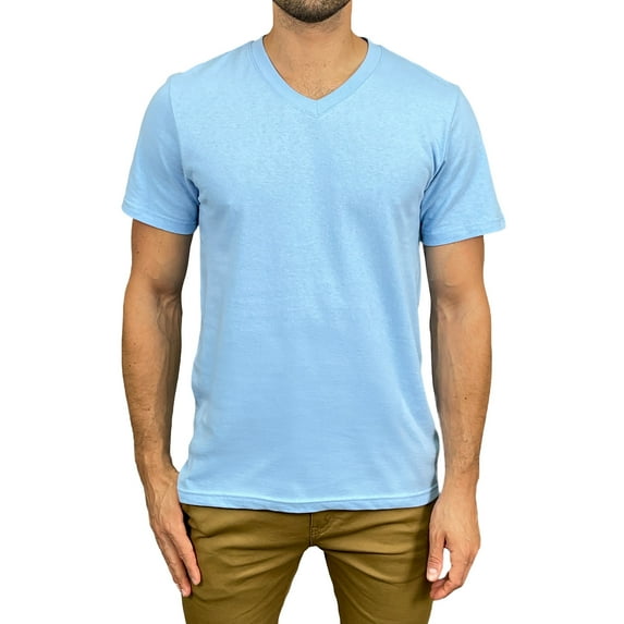 Access Men's Heavyweight Short Sleeve Cotton V-Neck T-Shirt (Pack of 3) (Sky, 5X-Large) AT37