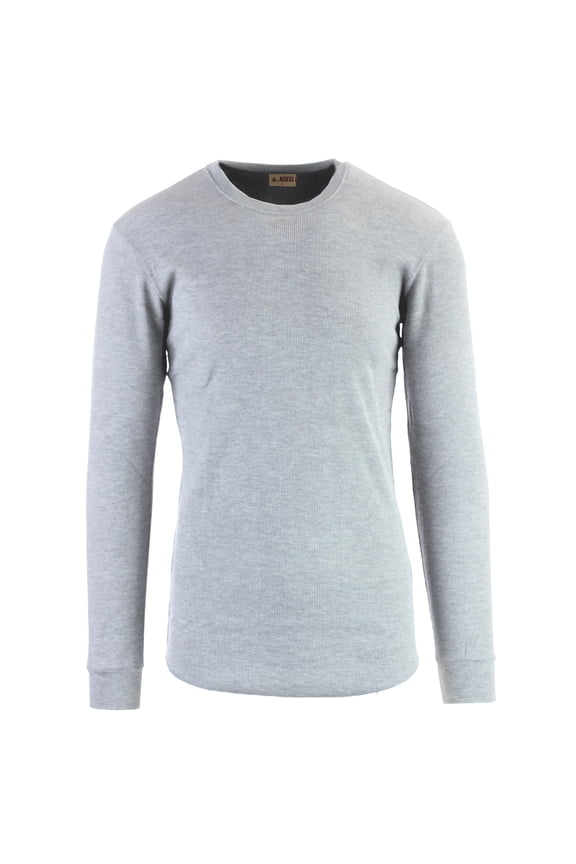Men's Lightweight Fitted Thermal Crew Neck Top (LT Gray, Large)
