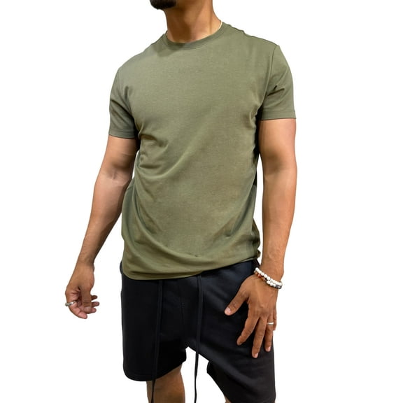 Access Men's Premium Cotton Spandex T-Shirts (Olive, X-Large)