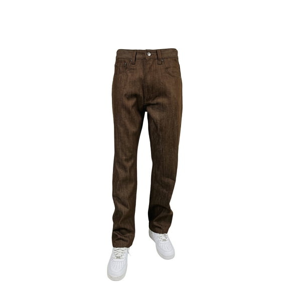 Access Men's Relaxed Fit Raw Denim Pants (C.Brown, 34x34)