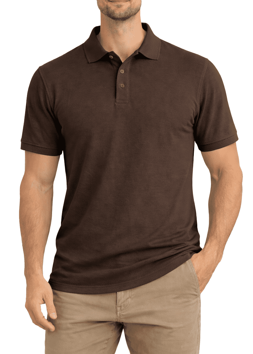 Access Men's Short Sleeve Classic Uniform Pique Polo Shirt (Brown ...