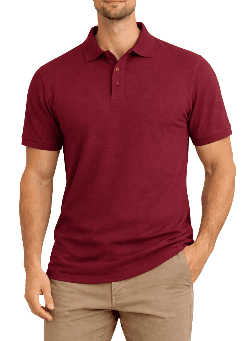 Access Men's Short Sleeve Classic Uniform Pique Polo Shirt (Burgundy ...