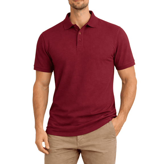 Access Men's Short Sleeve Classic Uniform Pique Polo Shirt (Burgundy, Small) AP21