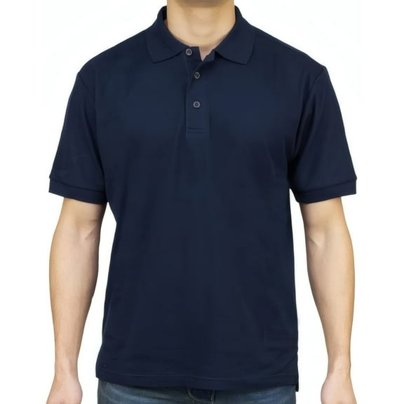 Access Men's Short Sleeve Classic Uniform Pique Polo Shirt (Navy, Medium) AP21