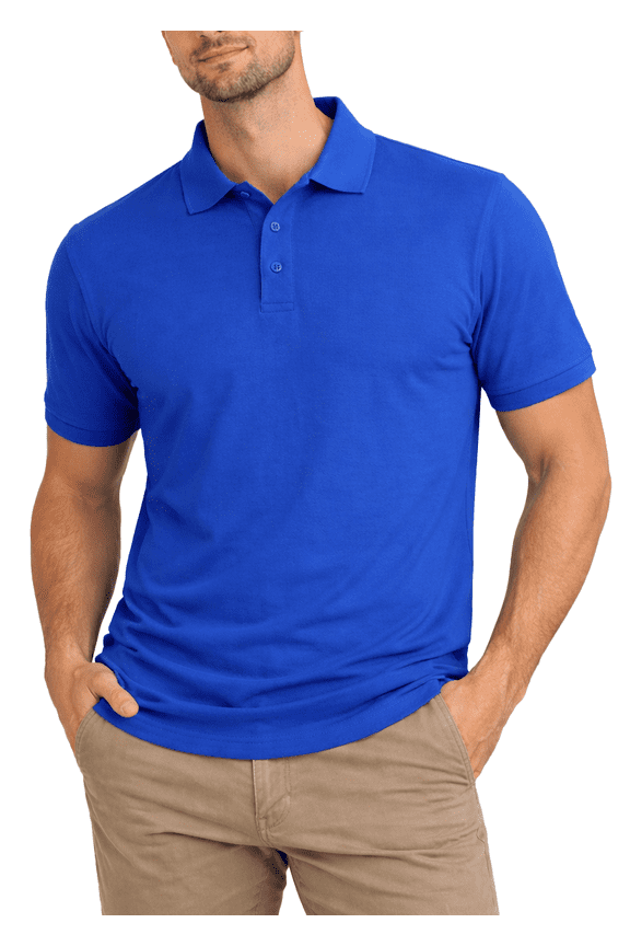 Men's Short Sleeve Classic Uniform Pique Polo Shirt (Royal, Medium) AP21