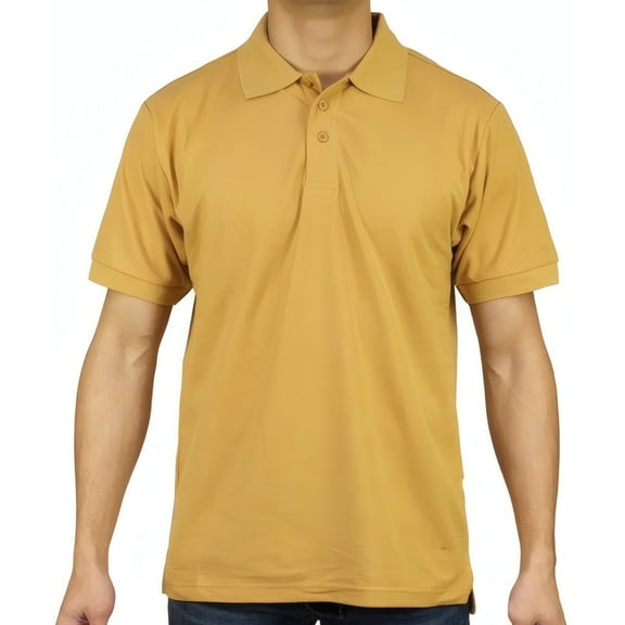 Access Men's Short Sleeve Classic Uniform Pique Polo Shirt (Wheat, Medium) AP21